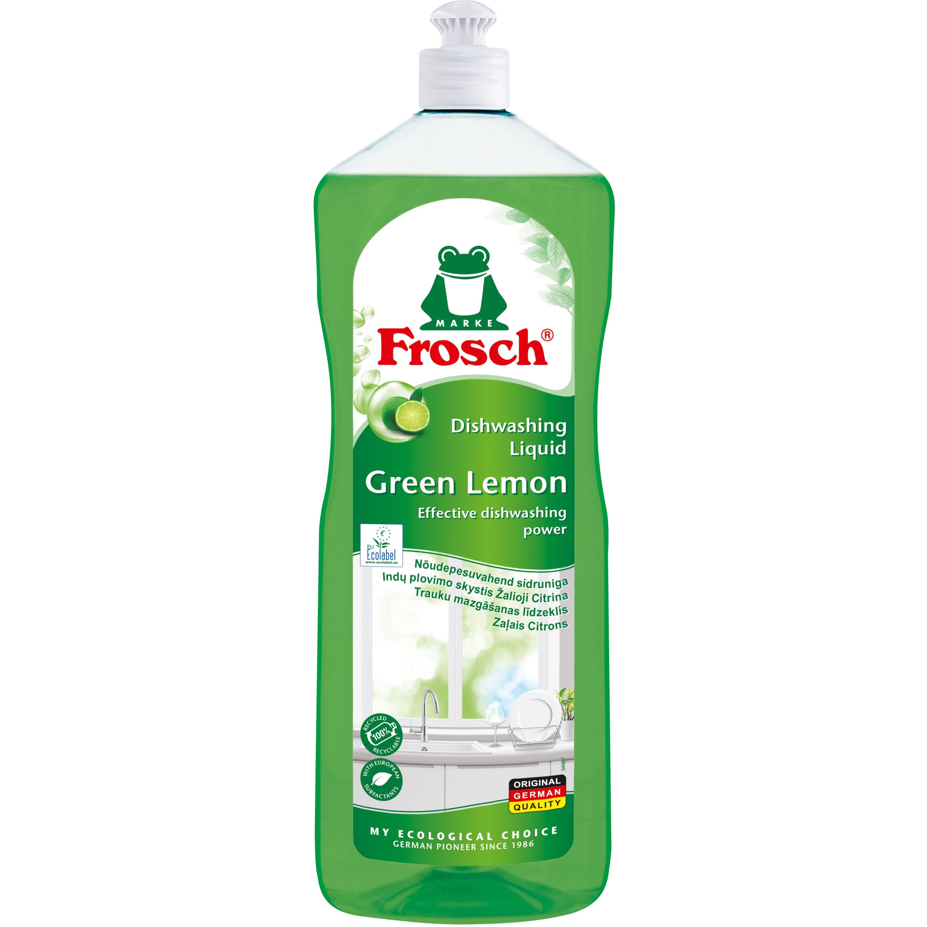 Засіб для миття посуду Frosch Зелений лимон 1 л - фото 1