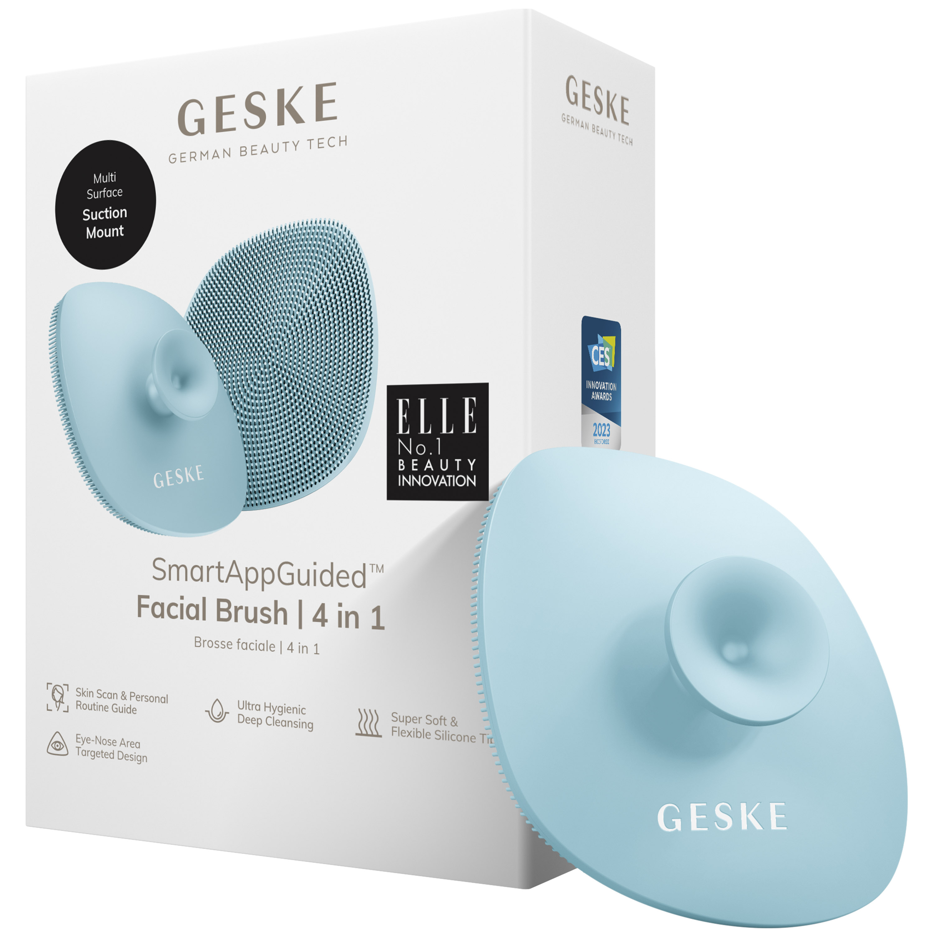 Щетка для лица GESKE Facial Brush 4 в 1 с держателем бирюзовая - фото 1