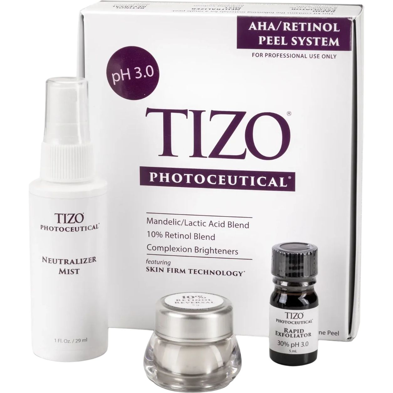 Набор для профессионального пилинга TiZO Photoceutical AHA/Retinol Peel System: эксфолиант 5 мл + спрей 30 мл + крем 5 г - фото 1