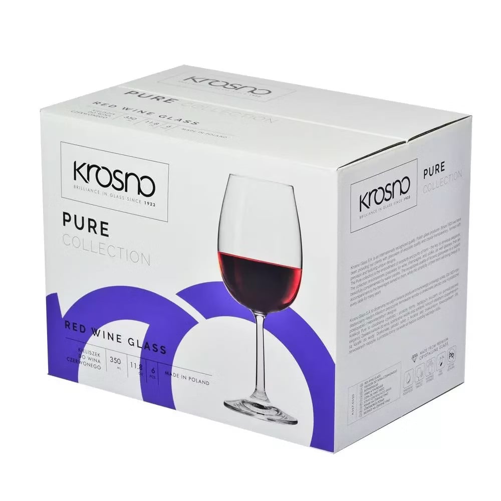 Набор бокалов для красного вина Krosno Pure , стекло, 350 мл, 6 шт. (788104) - фото 3
