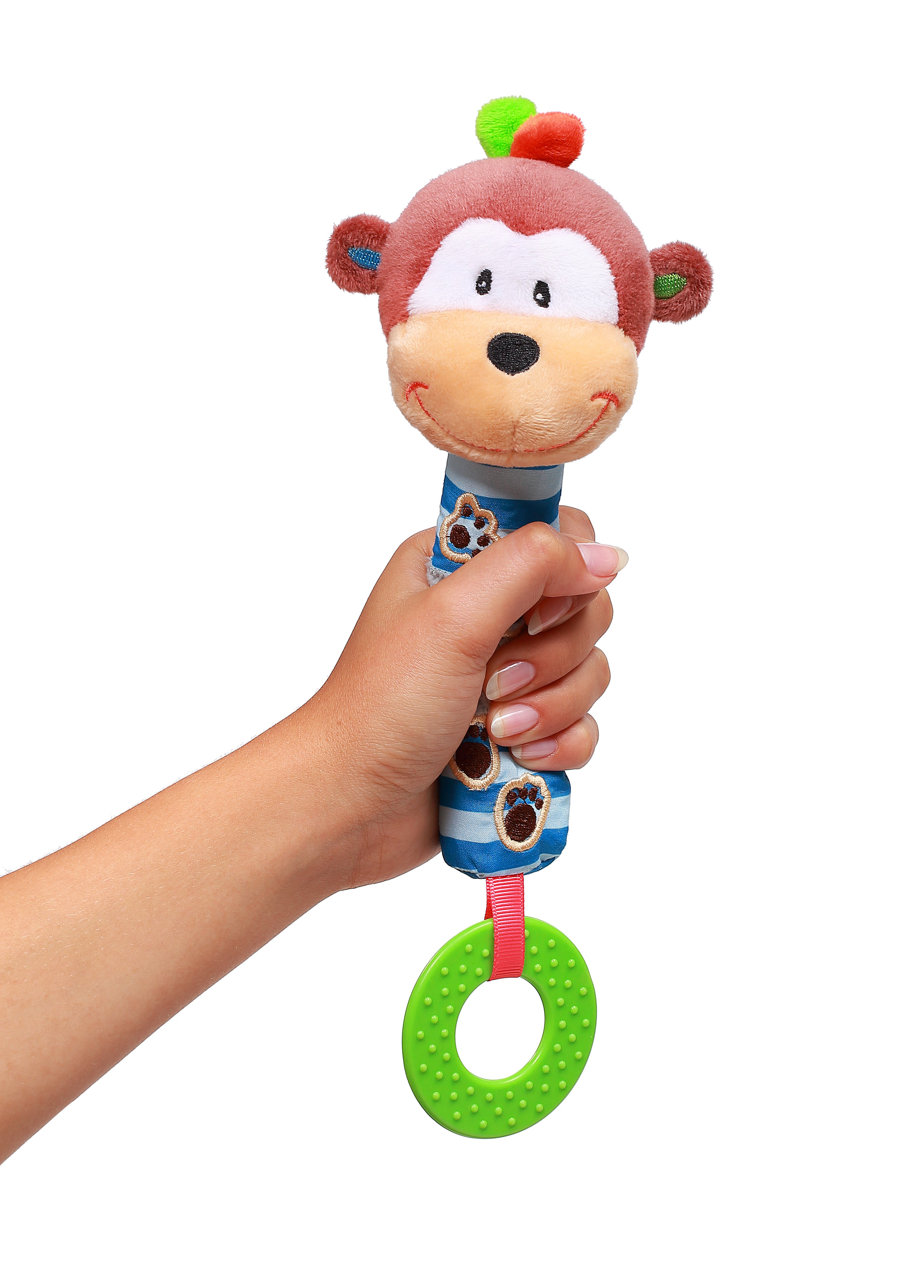 Іграшка-піщалка BabyOno Мавпа Георгій, 22 см, синій (619) - фото 2