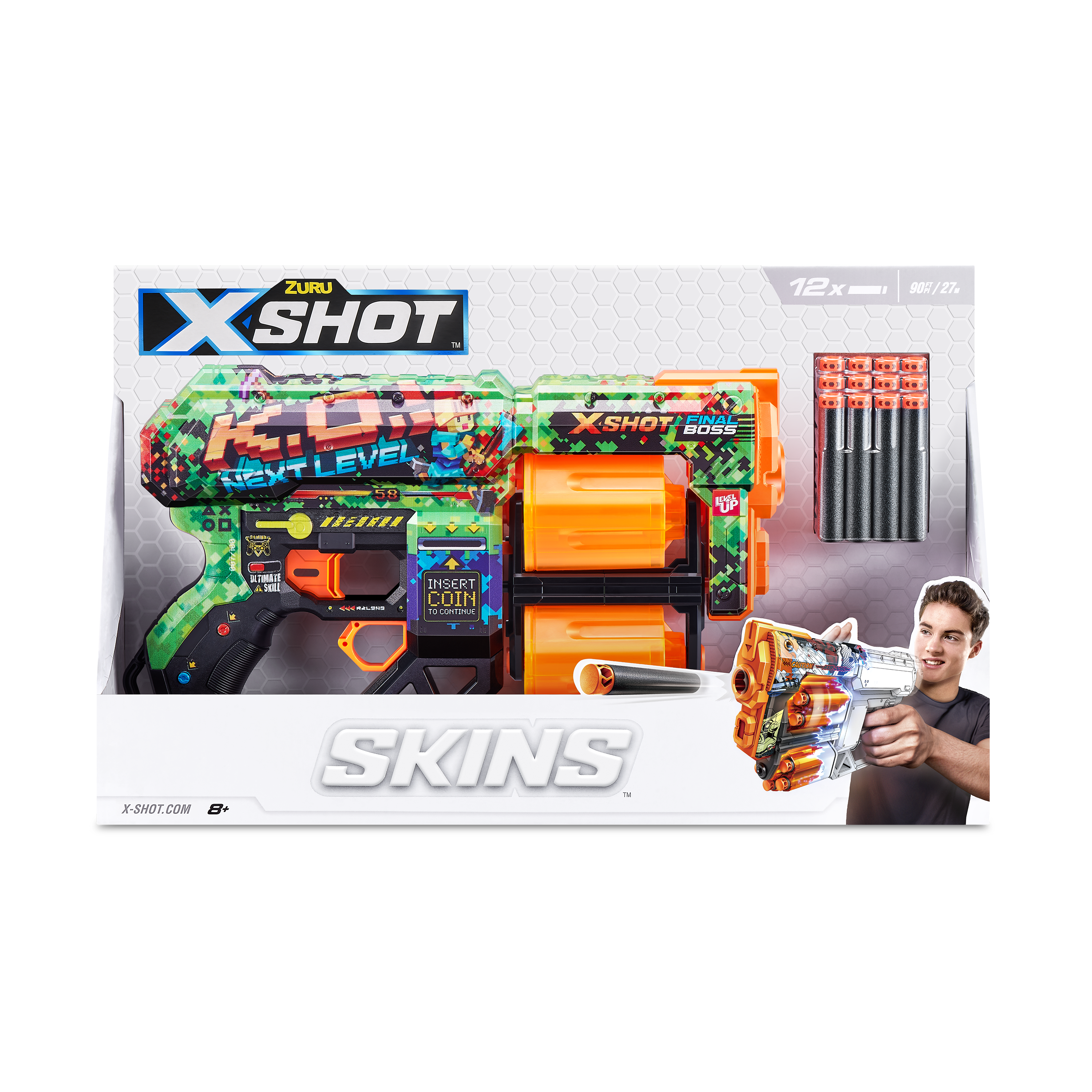 Скорострельный бластер Zuru X-Shot Skins Dread К.О., 12 патронов (36517B) - фото 7