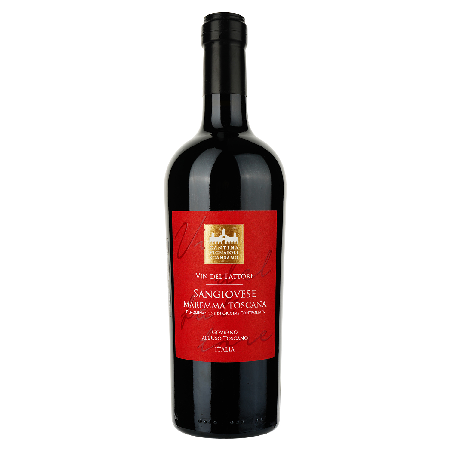 Вино Vin del Fattore Sangiovese Governo All'Uso, червоне, сухе, 0,75 л - фото 1