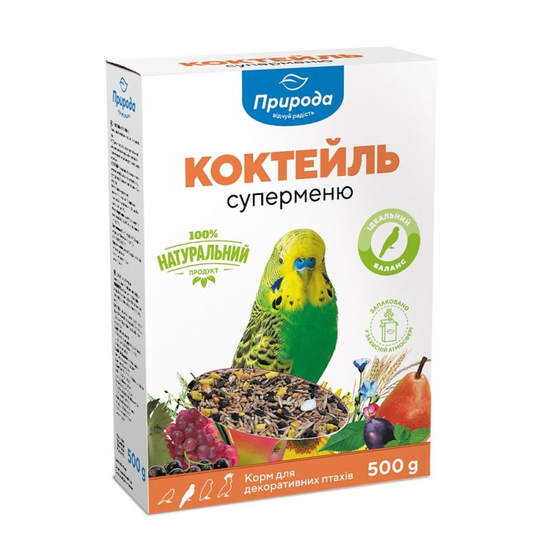 Photos - Bird Food Priroda Корм для папуг Природа Коктейль Суперменю, 500 г  (PR740030)