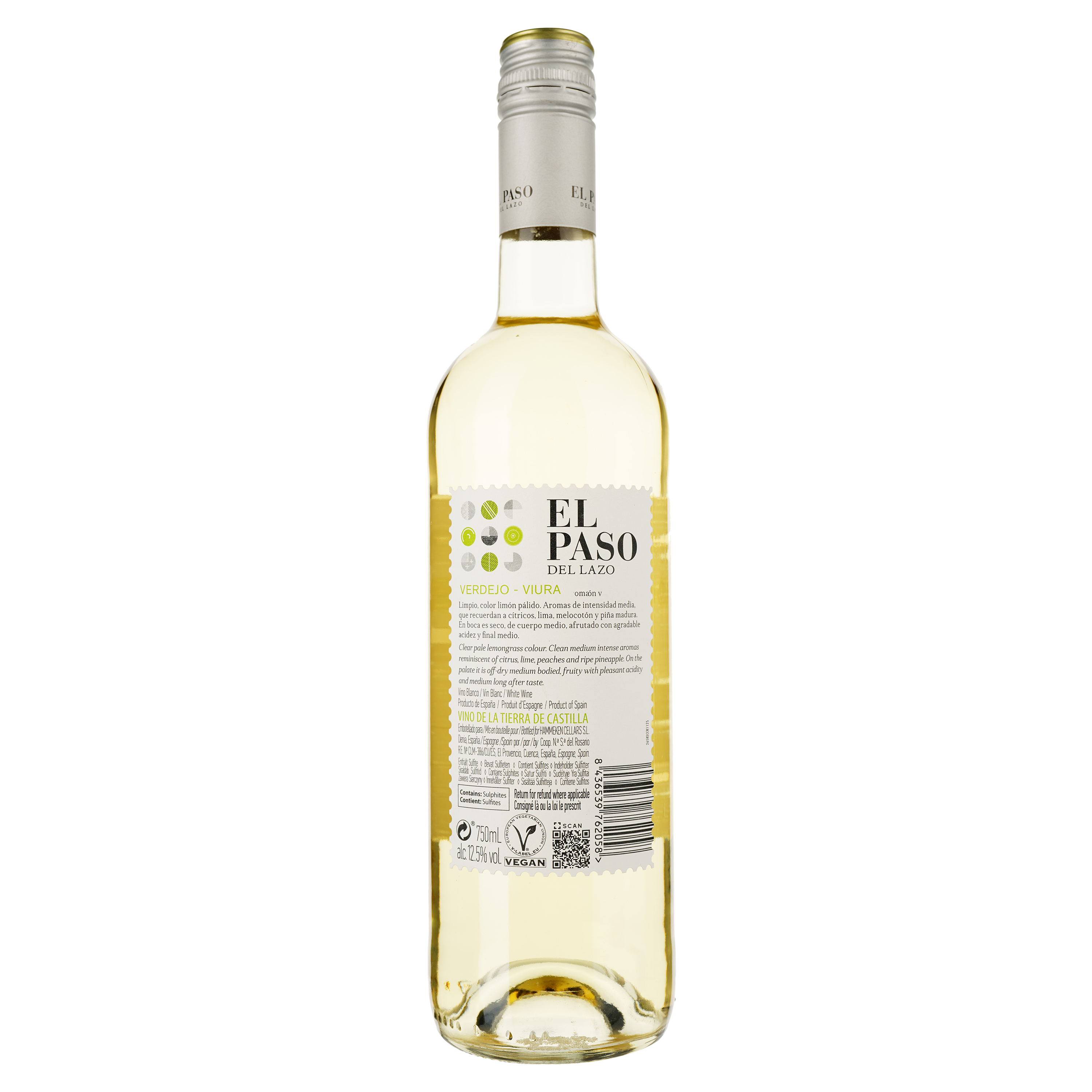 Вино El Paso del Lazo Verdejo, белое, сухое, 13%, 0,75 л - фото 2