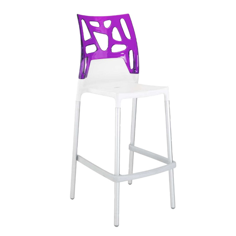 Барный стул Papatya Ego-Rock, белый с фиолетовым (431934) - фото 1