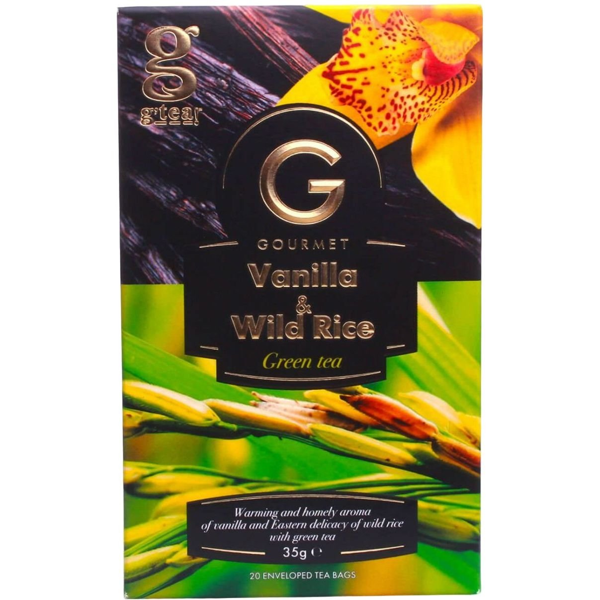 Чай зелений G`tea! Gourmet ваніль-дикий рис, 35 г (20 шт. по 1,75 г) (772047) - фото 1
