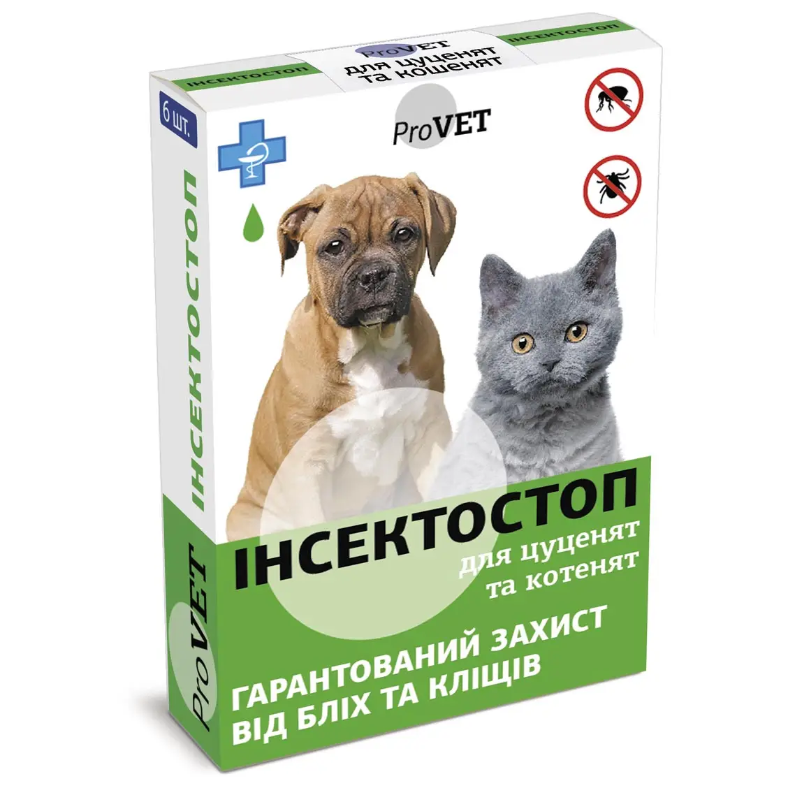 Капли на холку для кошек и собак ProVET Инсектостоп, от внешних паразитов, до 3 кг, 6 пипеток по 0,5 мл (PR020027) - фото 1