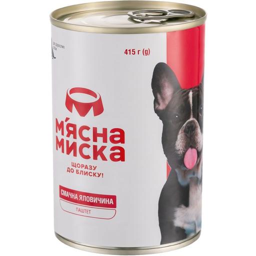 Влажный корм для взрослых собак М'ясна миска Паштет мясной, с говядиной, 415 г - фото 1