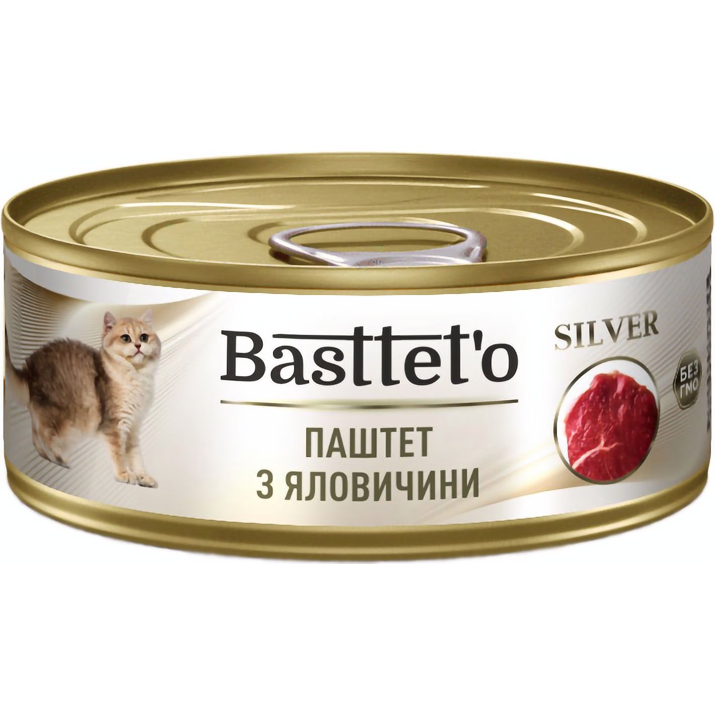 Влажный корм для котов Basttet'o Silver паштет из говядины 85 г - фото 1