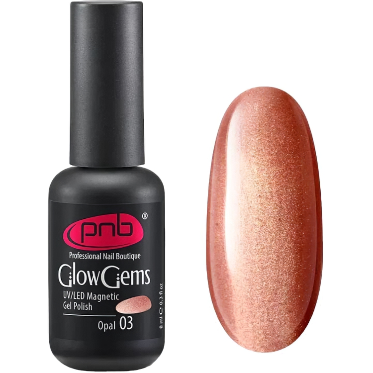 Магнітний гель-лак Сияющие камни PNB 03 UV/LED Magnetic Gel Polish Glow Gems 03 8 мл - фото 1