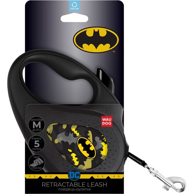 Поводок-рулетка для собак Waudog R-leash Бэтмен Узор, светоотражающий, M, до 25 кг, 5 м, черный - фото 3