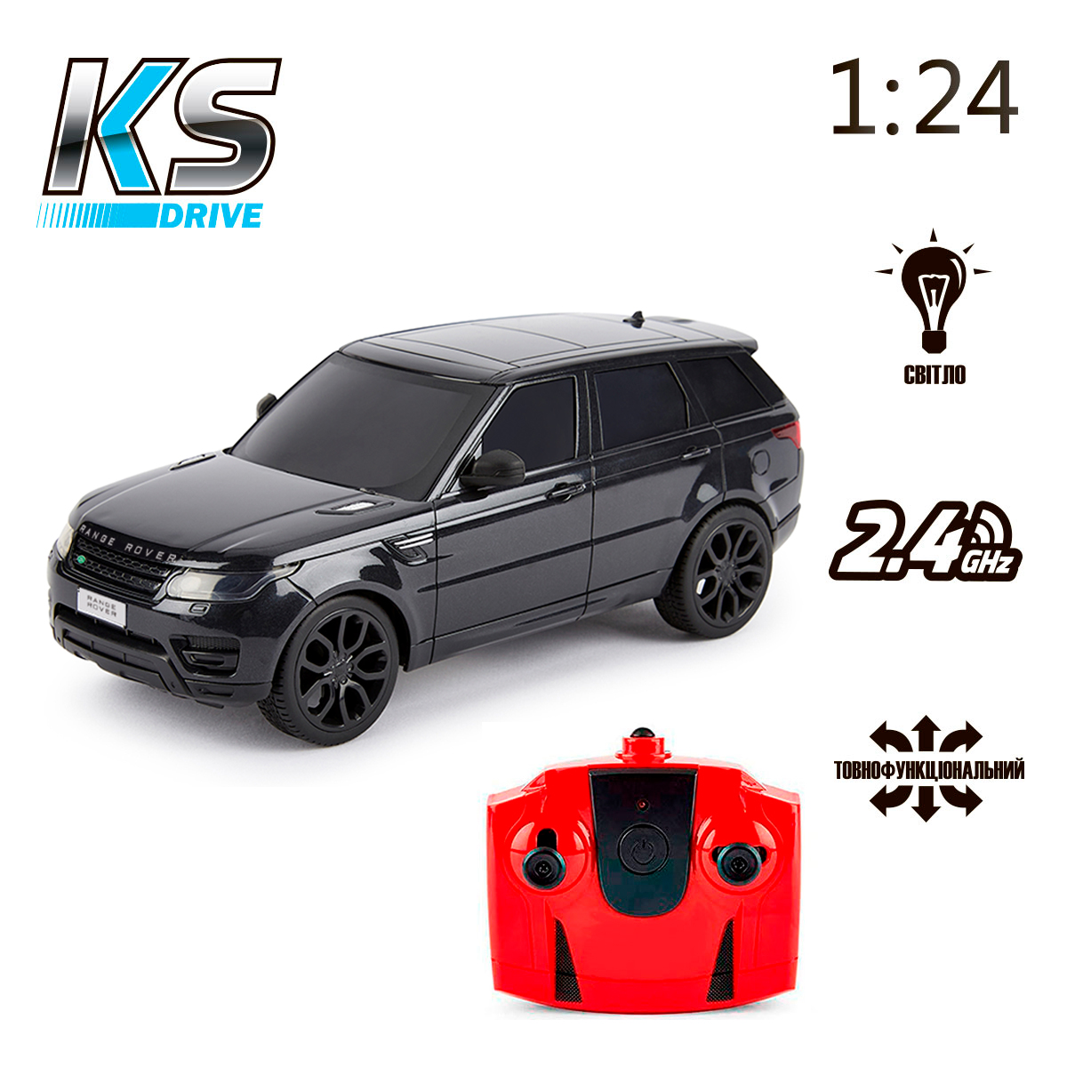 Автомобиль KS Drive на р/у Land Rover Range Rover Sport 1:24, 2.4Ghz черный (124GRRB) - фото 7