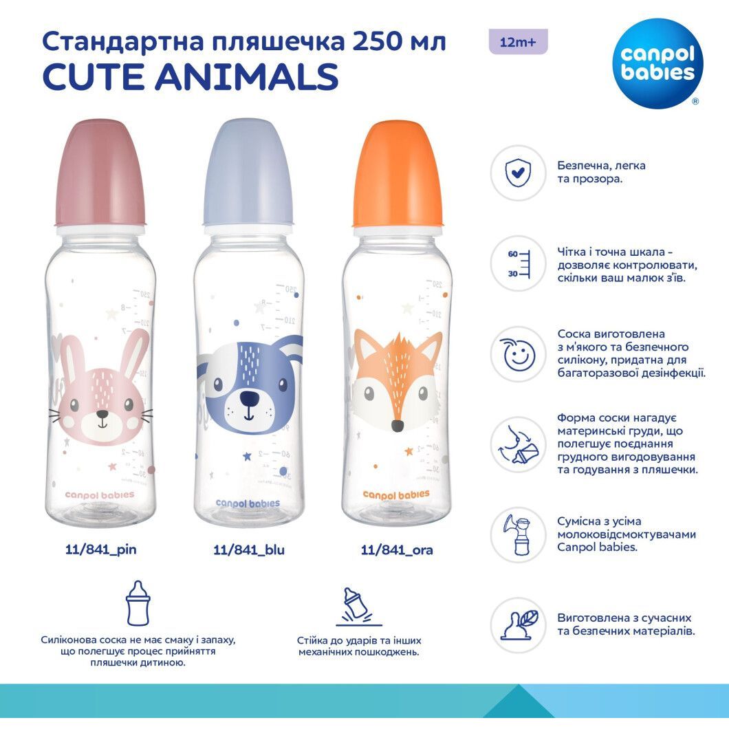 Бутылочка Canpol Babies Cute Animals 250 мл. (11/841_ora) - фото 4