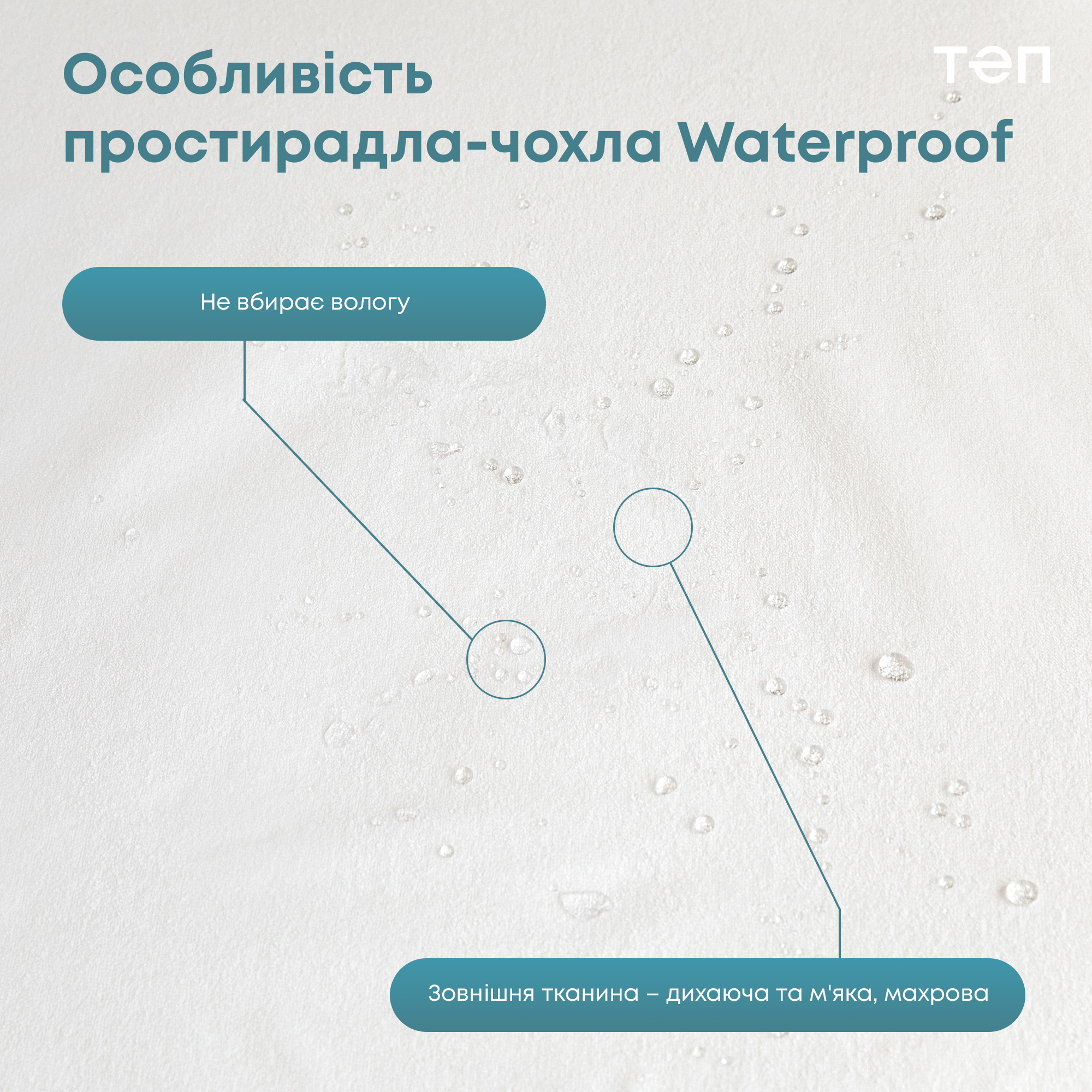 Простыня на резинке ТЕП Waterproof Bamboo водонепроницаемая махровая 200х160 см (2-01069_00000) - фото 5