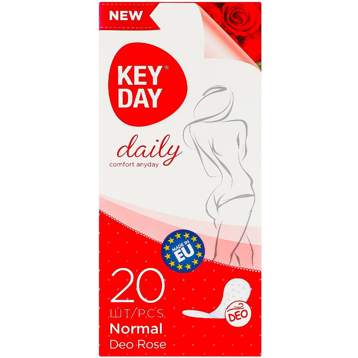 Ежедневные гигиенические прокладки Key Day Daily Normal Deo Роза 20 шт. - фото 1