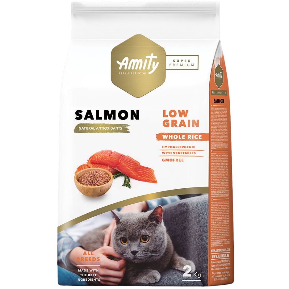 Сухий корм для дорослих котів Amity Super Premium Cat Salmon з лососем 2 кг - фото 1