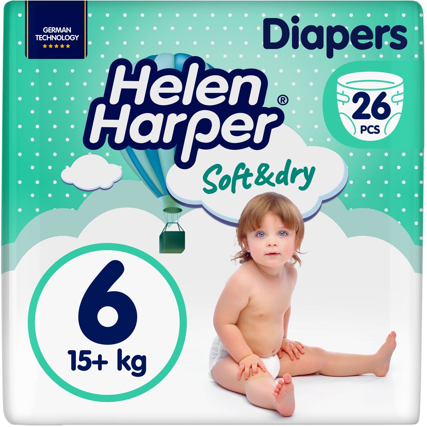 Подгузники Helen Harper Soft & Dry New XL (6) 15+ кг 26 шт. - фото 1