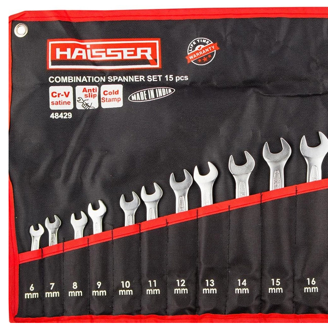 Набір комбінованих ключів Haisser Холодний Штамп в чохлі 15 шт. 6-22 мм (48429) - фото 2