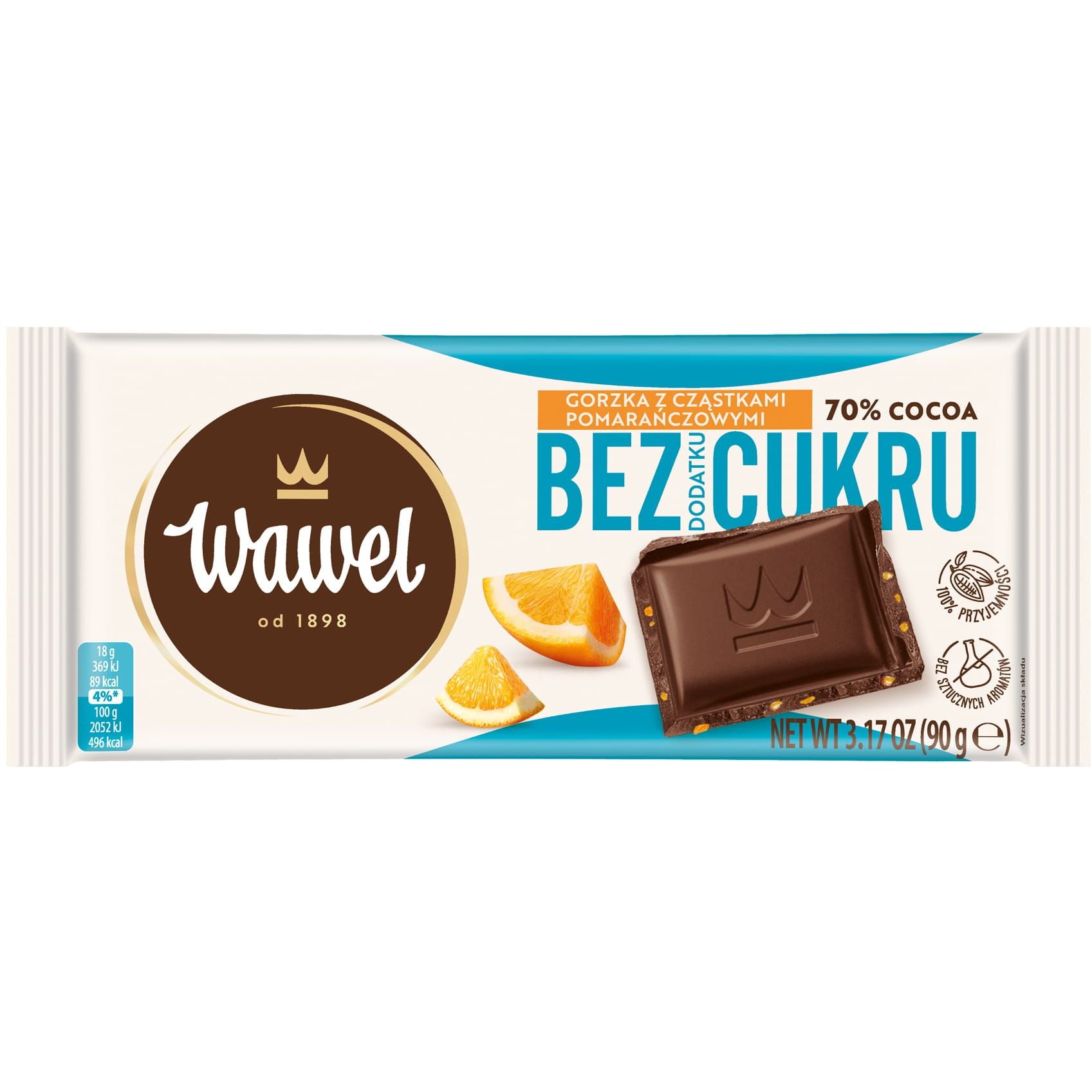 Шоколад чорний Wawel з апельсином 70% без цукру 90 г (915766) - фото 1