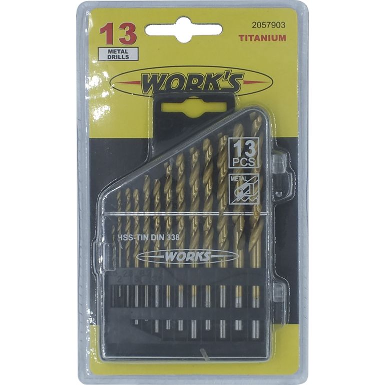 Набір свердел по металу Work's Titanium 1.5-6.5 мм 13 шт. (27463) - фото 1