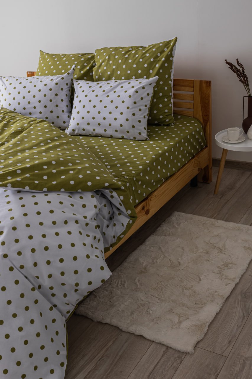 Комплект постельного белья ТЕП Happy Sleep Olive Dots полуторный оливковый с белым (2-03794_25062) - фото 5