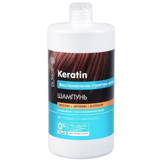 Шампунь Dr. Sante Keratin для тьмяного та ламкого волосся, 1 л - фото 1