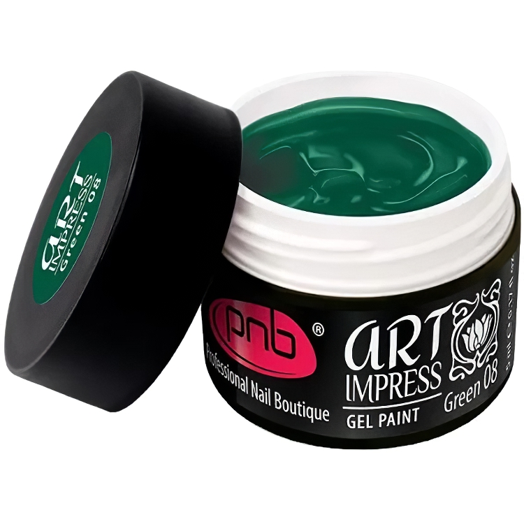 Гель-фарба PNB UV/LED Art Impress gel paint green 08 зелена 5 мл - фото 1