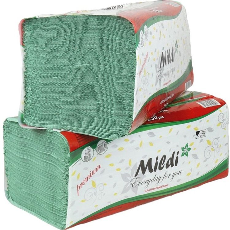 Паперові рушники Mildi Premium одношарові 250 аркушів зелені - фото 2