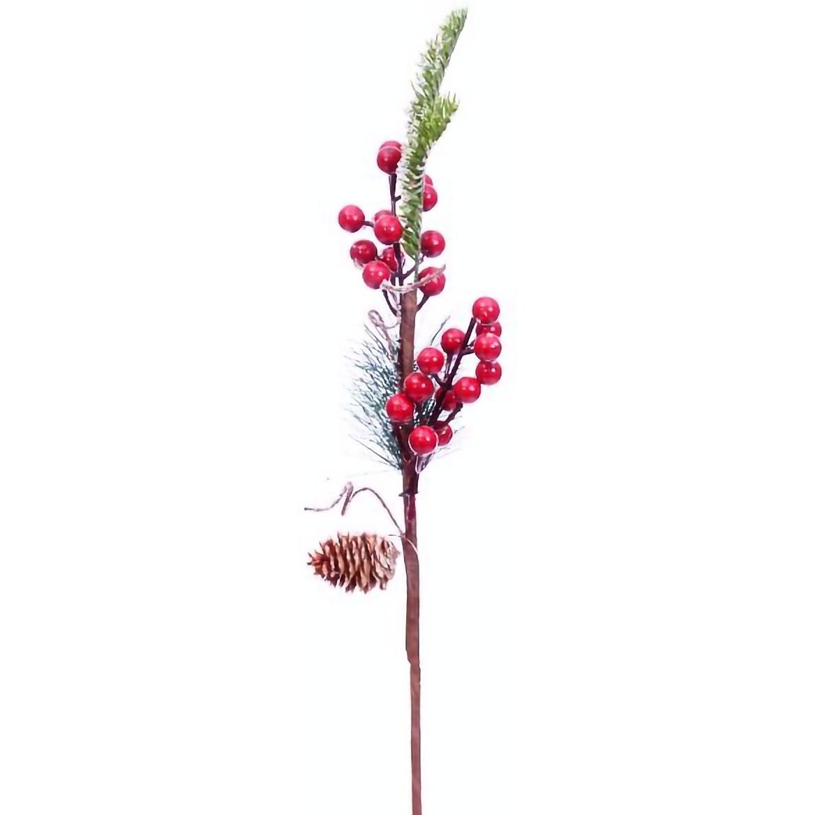 Декоративна гілочка Lefard Ягідки з шишкою 48 см (801-294) - фото 1