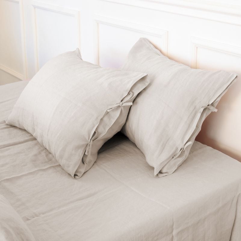 Комплект постельного белья MirSon Natural Linen Jasmine лен семейный бежево-серый (2200008269098) - фото 6