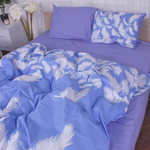 Комплект постельного белья MirSon 17-0590 Feathers, бязь, полуторный, голубой - фото 1