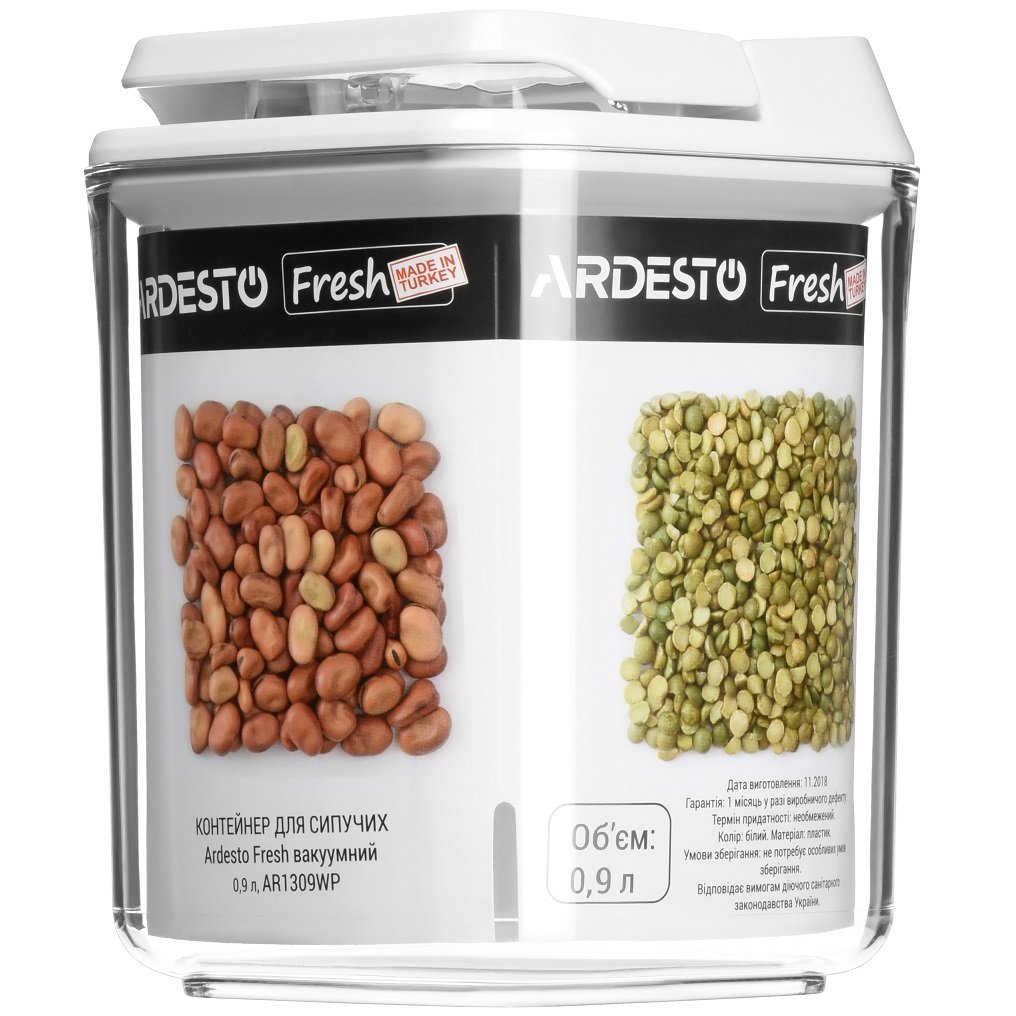 Контейнер Ardesto Fresh для сыпучих продуктов, 0,9 л, белый (AR1309WP) - фото 2