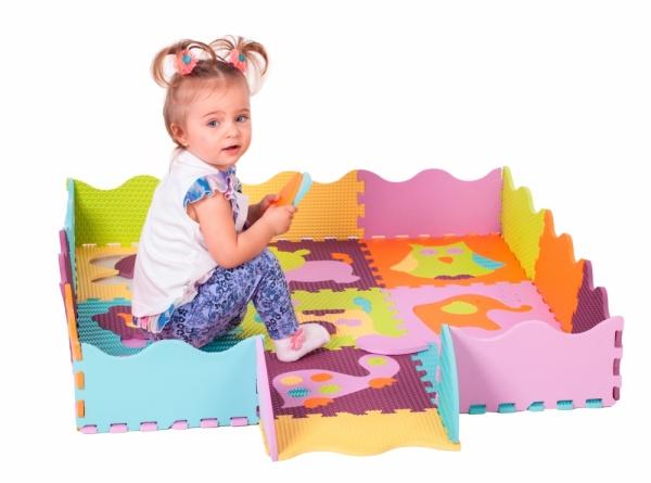 Дитячий розвиваючий ігровий килимок-пазл Baby Great Веселий зоопарк, з бортиком, 122х122 см (GB-M129А2Е) - фото 3