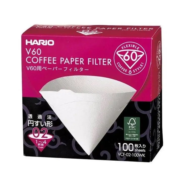Паперові фільтри Hario V60 02 для пуровера, 100 шт, білі (VCF-02-100WK) - фото 1