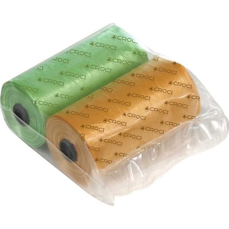 Гигиенические пакеты Croci для уборки за собаками оранжевые и зеленые 40 шт. (2 рулона x 20 шт.) - фото 1