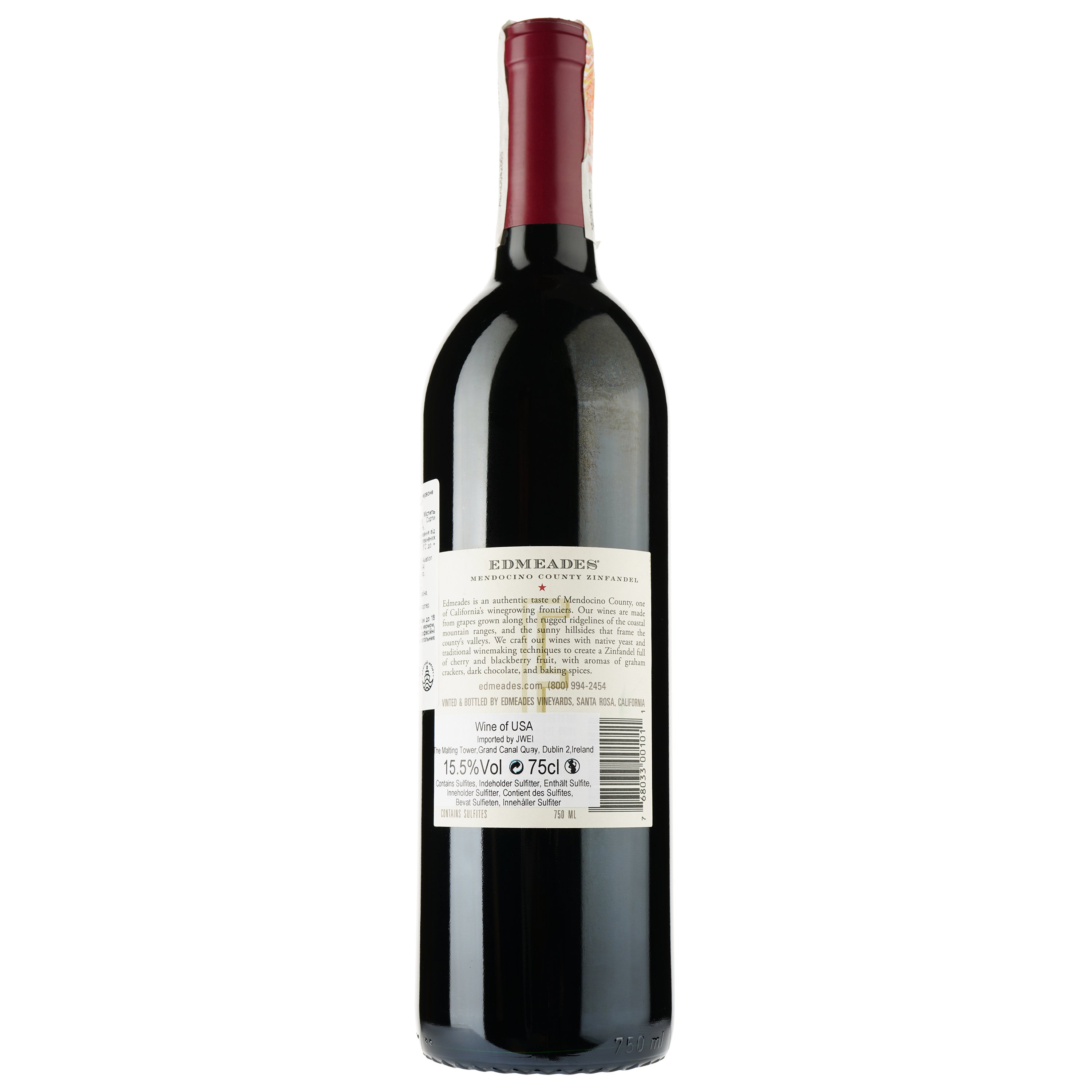 Вино Edmeades Zinfandel Mendocino County, червоне, сухе, 15,5%, 0,75 л - фото 3