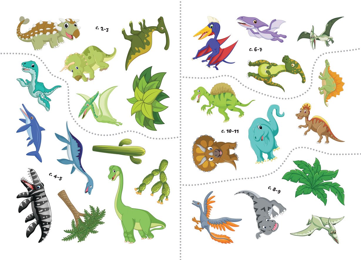 Первая раскраска Кристал Бук Динозавры, с цветным контуром, с наклейками, 8 страниц (F00023900) - фото 4