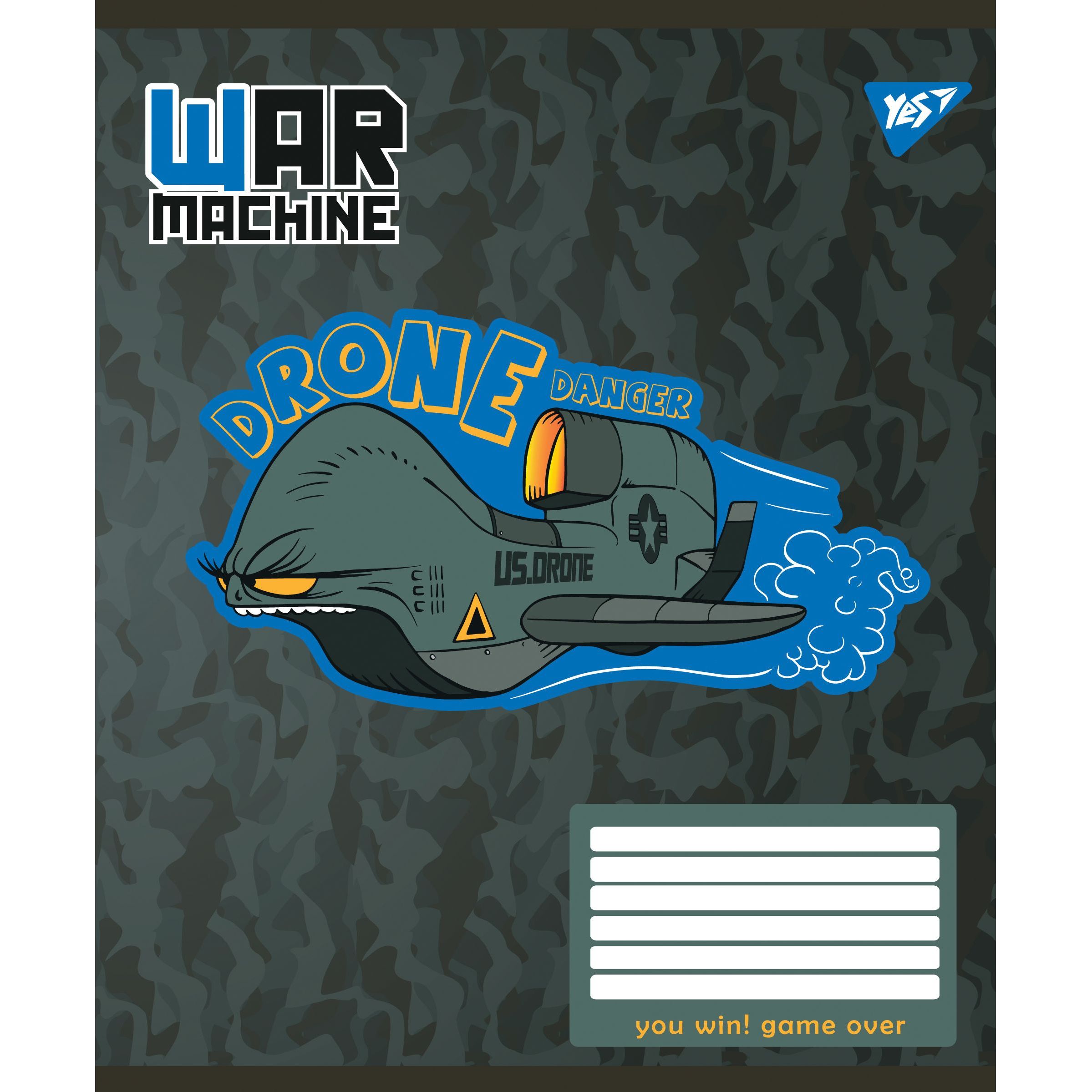 Тетрадь общая Yes War Machine, А5, в косую линию, 12 листов (766314) - фото 1