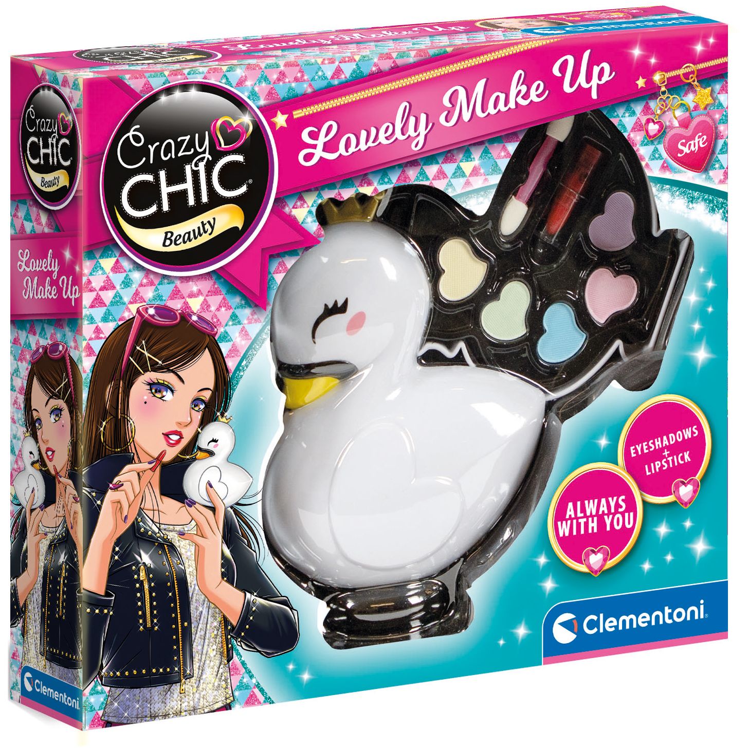 Набор детской косметики для макияжа Clementoni Lovely Make Up. Swan Crazy Chic (18632) - фото 1