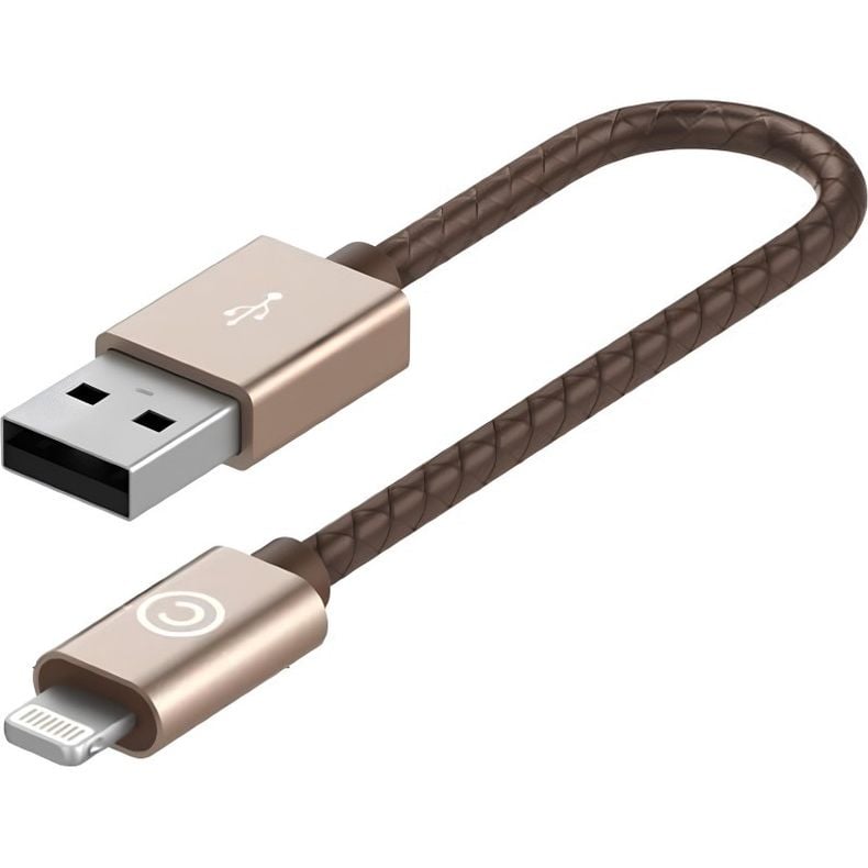 Кабель USB-A to Lightning Lab.C Leather Cable AL Champagne Gold 0.15 м - фото 1