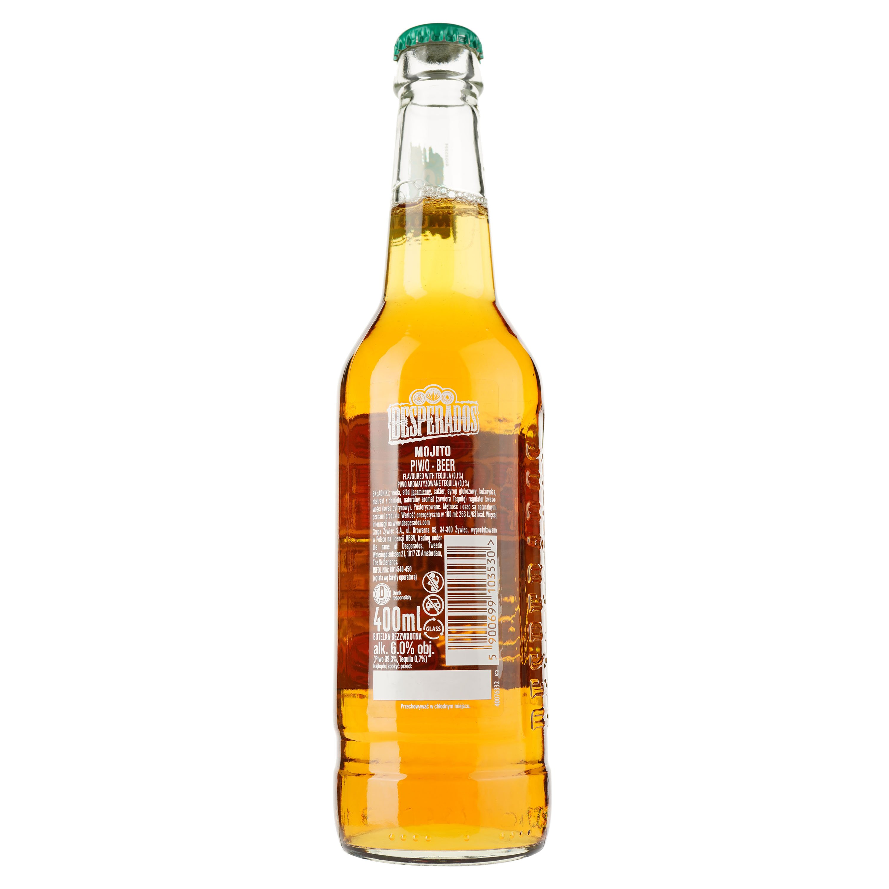 Пиво Desperados Mohito, светлое, 6%, 0,4 л (908046) - фото 2