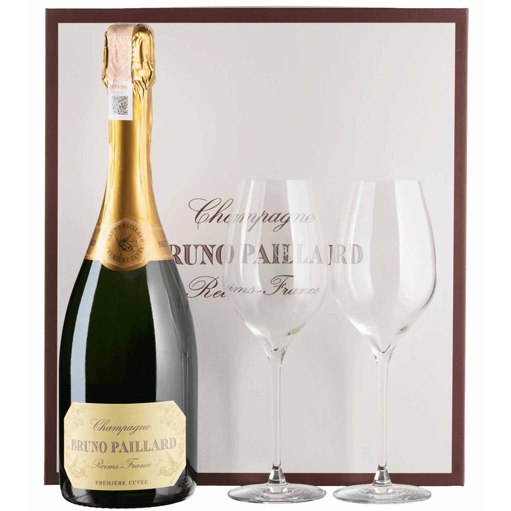 Набор Шампанское Bruno Paillard Premiere Cuvee, белое, экстра-брют, 0,75 л + 2 бокала - фото 1