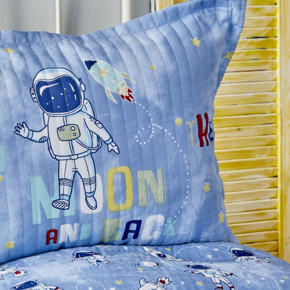 Покривало стьобане з наволочкою Karaca Home Astronot lacivert, 230х180 см, синє (svt-2000022298421) - фото 3