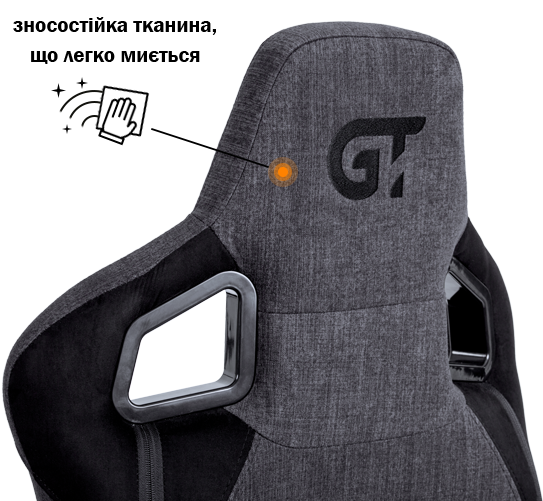 Геймерське крісло GT Racer чорне з темно-сірим (X-8005 Dark Gray/Black Suede) - фото 10