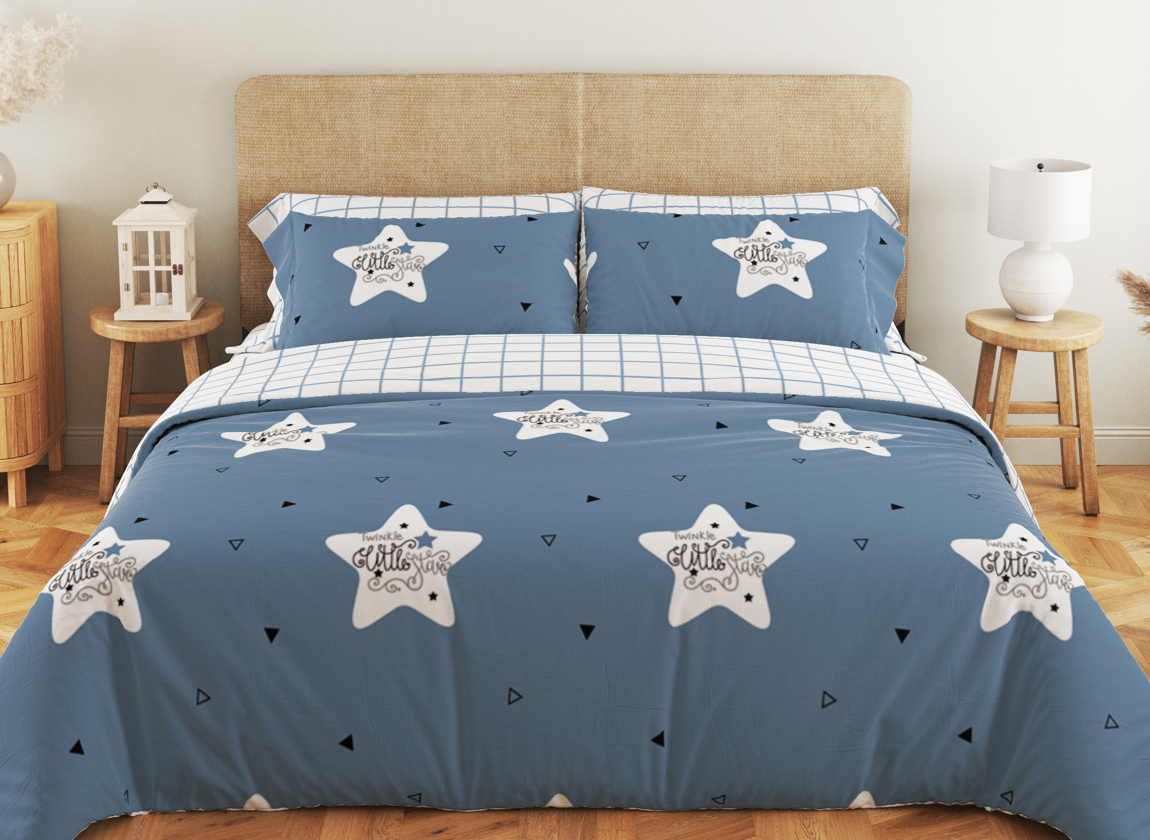 Комплект постельного белья ТЕП Soft dreams Twinkle Stars семейный голубой с белым (2-03860_25351) - фото 1