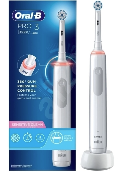 Електрична зубна щітка Oral-B Pro 3-3000 Sens Clean, білий - фото 1
