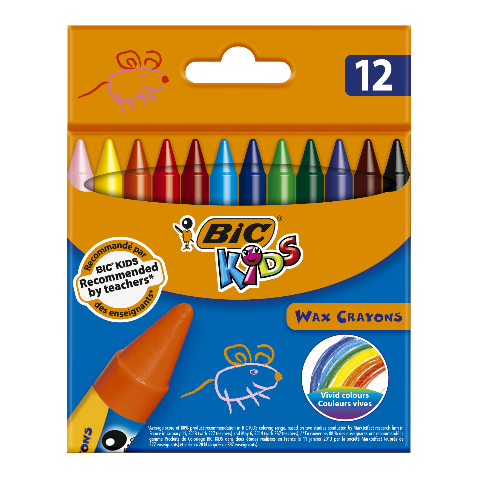 Мелки восковые BIC Wax Crayons, 12 цветов (927829) - фото 1