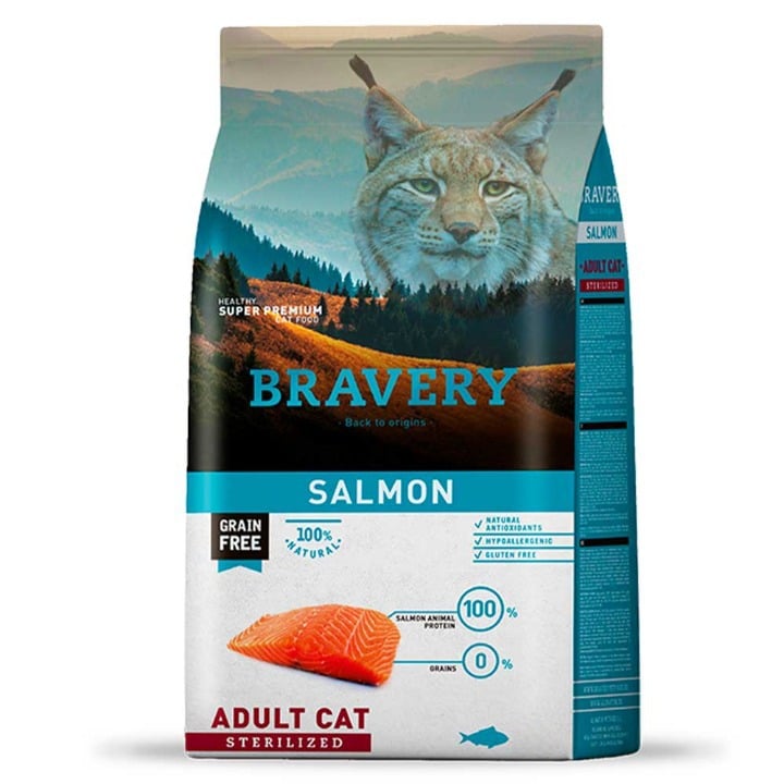 Сухий корм для стерилізованих котів Bravery Salmon Adult Cat Sterilized, з лососем, 7 кг (7692 BR SALM STER_7 KG) - фото 1