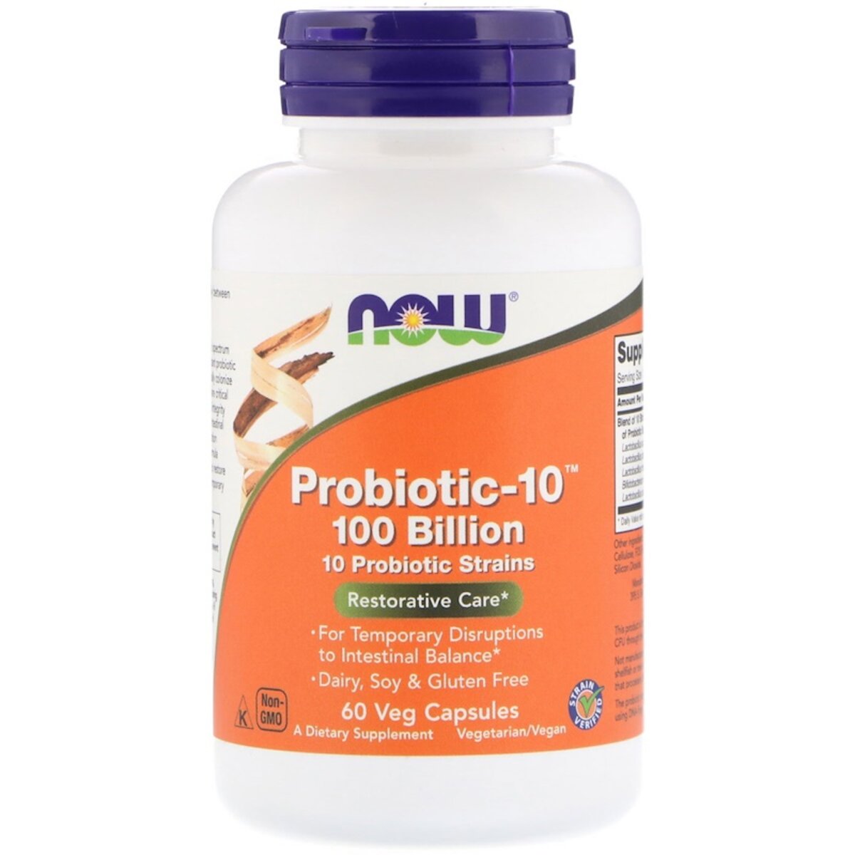 Пробіотик для травлення Now Foods Probiotic-10 100 Billion 60 вегетаріанських капсул - фото 1